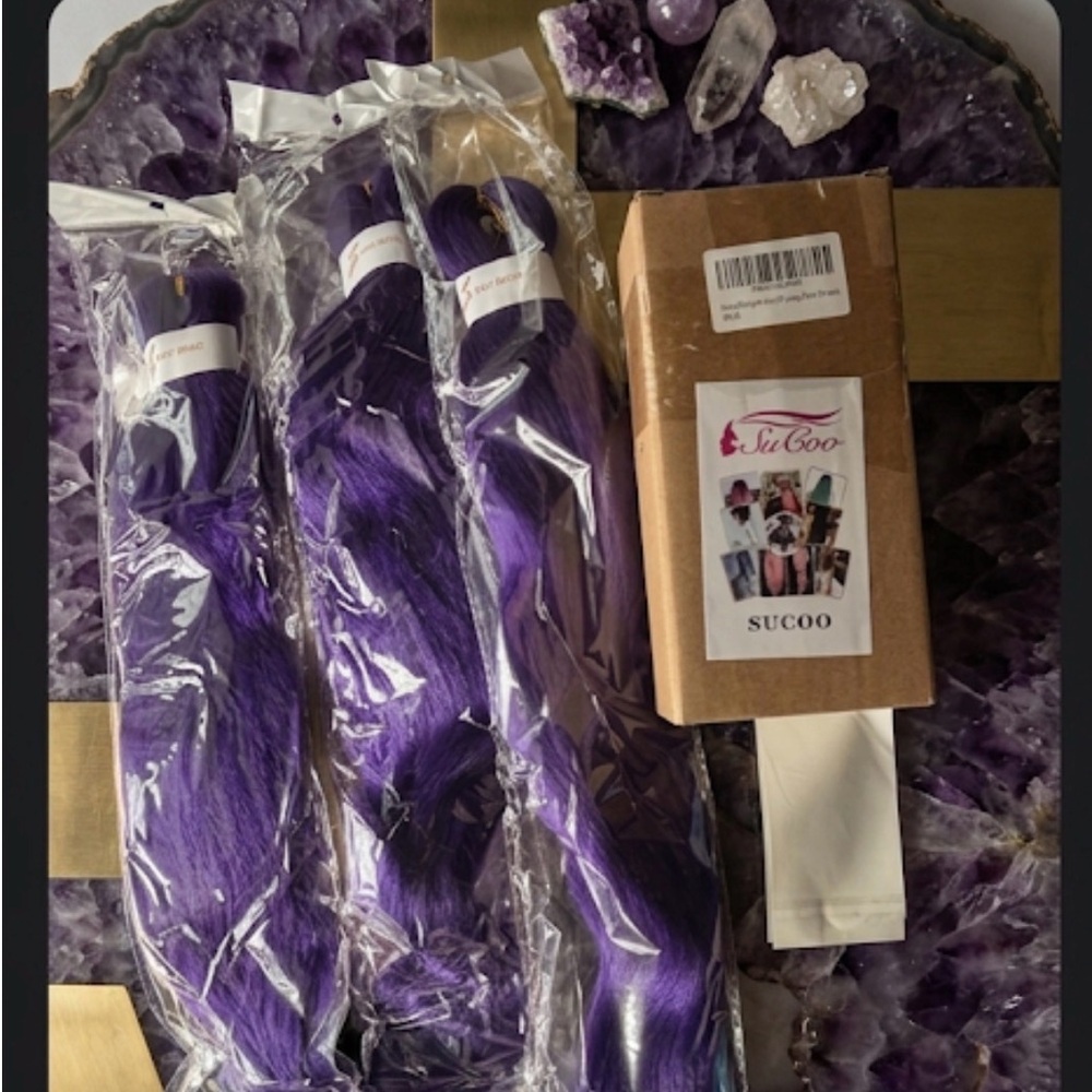 3 Packs Pre-Stretched Braiding Hair Purple Easy Braid for Box Braids Twists